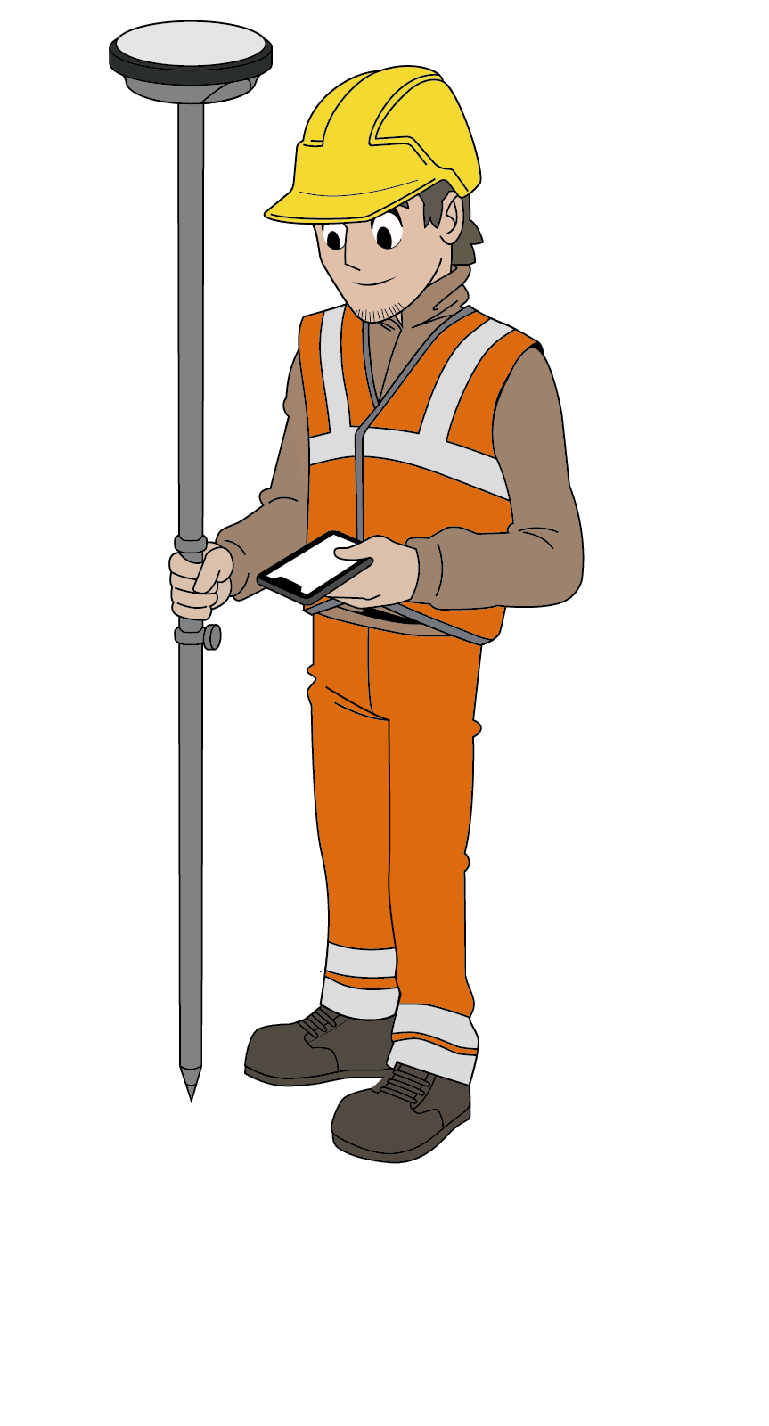 Géomètre qui effectue un lever avec un canne GPS